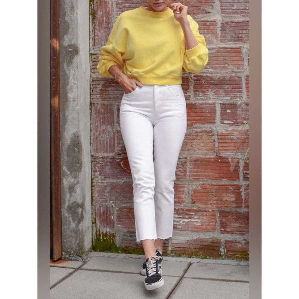 Agolde Riley Crop High Rise Jeans in White